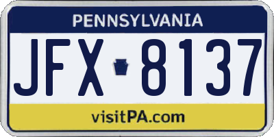 PA license plate JFX8137