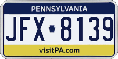 PA license plate JFX8139