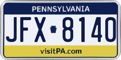 PA license plate JFX8140