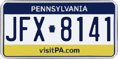 PA license plate JFX8141