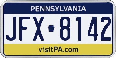 PA license plate JFX8142