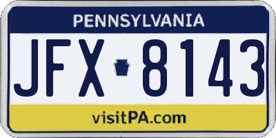 PA license plate JFX8143