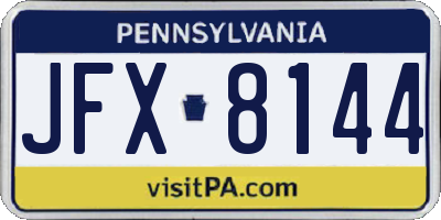 PA license plate JFX8144