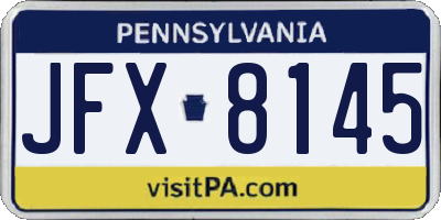 PA license plate JFX8145