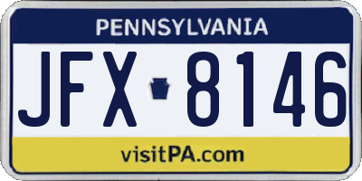 PA license plate JFX8146