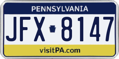 PA license plate JFX8147
