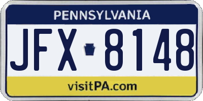 PA license plate JFX8148
