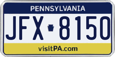 PA license plate JFX8150