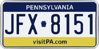 PA license plate JFX8151