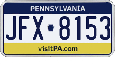 PA license plate JFX8153
