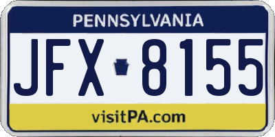 PA license plate JFX8155
