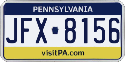 PA license plate JFX8156