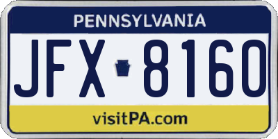 PA license plate JFX8160