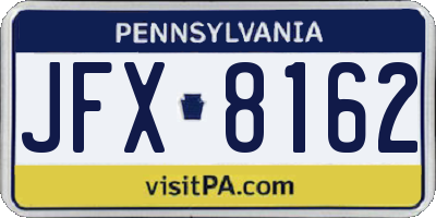 PA license plate JFX8162