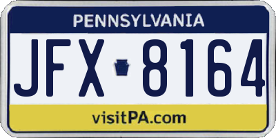 PA license plate JFX8164
