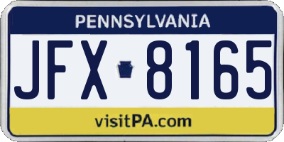 PA license plate JFX8165