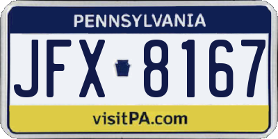 PA license plate JFX8167