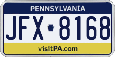 PA license plate JFX8168