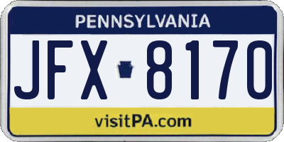 PA license plate JFX8170