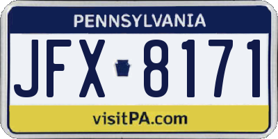 PA license plate JFX8171