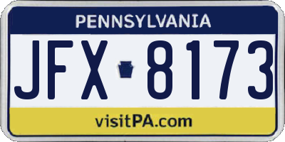 PA license plate JFX8173