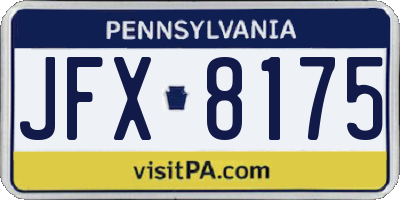 PA license plate JFX8175