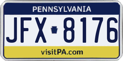 PA license plate JFX8176