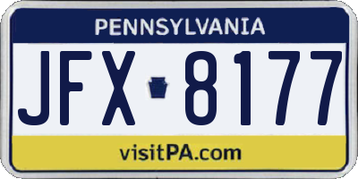 PA license plate JFX8177