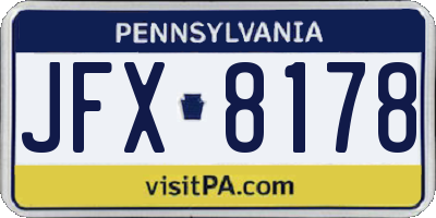 PA license plate JFX8178