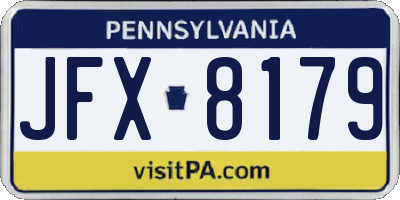 PA license plate JFX8179