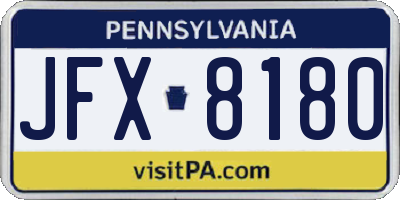 PA license plate JFX8180
