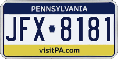 PA license plate JFX8181