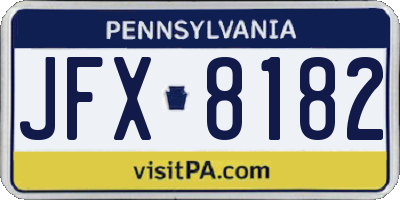 PA license plate JFX8182