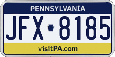 PA license plate JFX8185