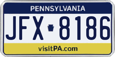 PA license plate JFX8186