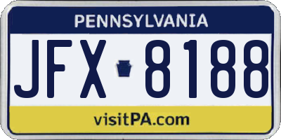 PA license plate JFX8188