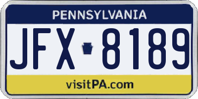 PA license plate JFX8189