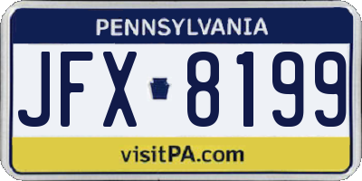 PA license plate JFX8199