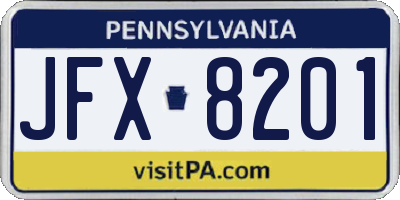 PA license plate JFX8201