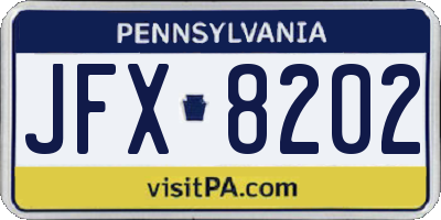 PA license plate JFX8202