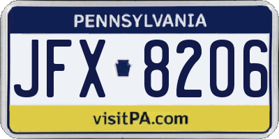 PA license plate JFX8206