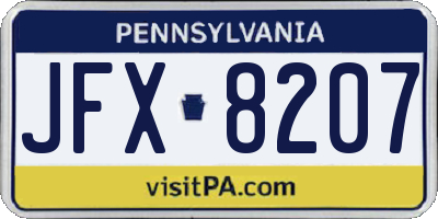 PA license plate JFX8207