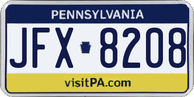 PA license plate JFX8208