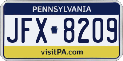 PA license plate JFX8209