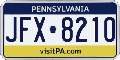 PA license plate JFX8210