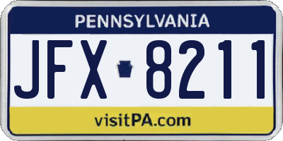 PA license plate JFX8211