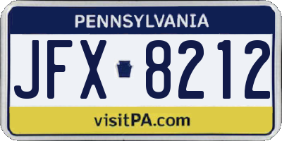PA license plate JFX8212