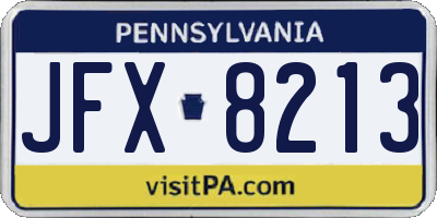 PA license plate JFX8213