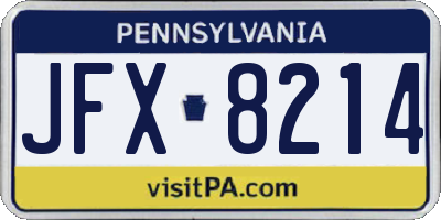 PA license plate JFX8214