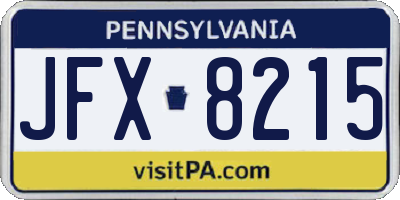 PA license plate JFX8215